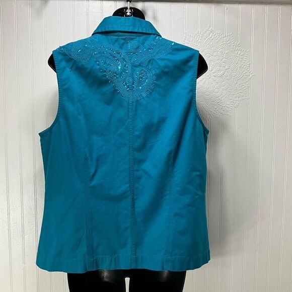CHICO’S Turquoise Embroidered Vest - Picture 4 of 5